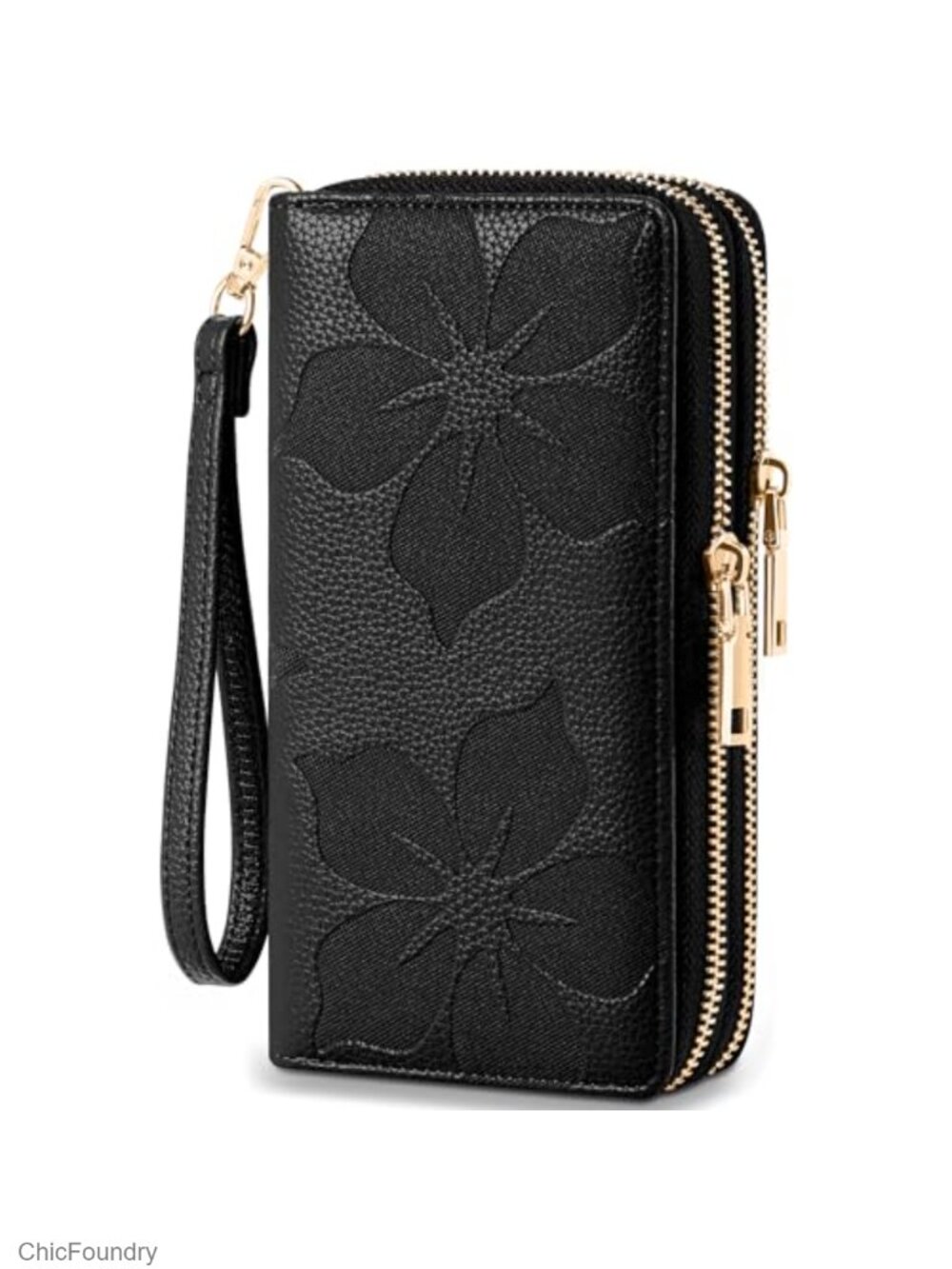 Faux Leather Floral RFID Blocking Wallet Wristlet Clutch Large Capacity